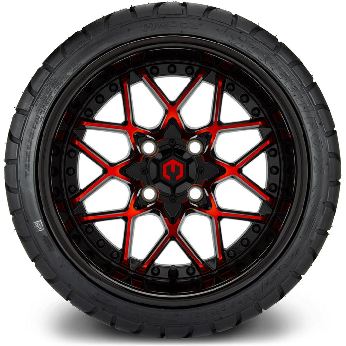 MODZ 14" Formula Red and Black Wheels & Street Tires Combo