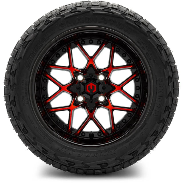 MODZ 14" Formula Red and Black Wheels & Off-Road Tires Combo