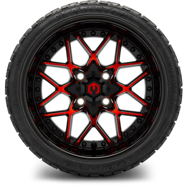 MODZ 14" Formula Red and Black Wheels & Off-Road Tires Combo