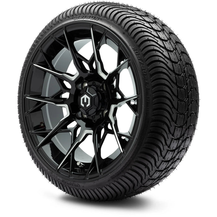 MODZ 14" Chaos Glossy Black with Ball Mill Wheels & Street Tires Combo