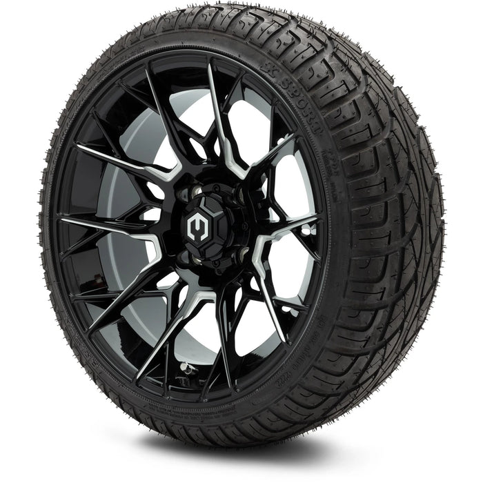 MODZ 14" Chaos Glossy Black with Ball Mill Wheels & Street Tires Combo