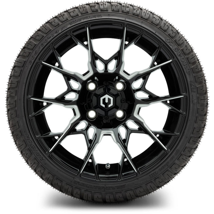 MODZ 14" Chaos Glossy Black with Ball Mill Wheels & Street Tires Combo