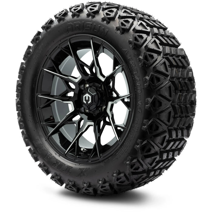 MODZ 14" Chaos Glossy Black with Ball Mill Wheels & Off-Road Tires Combo