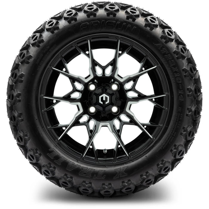 MODZ 14" Chaos Glossy Black with Ball Mill Wheels & Off-Road Tires Combo