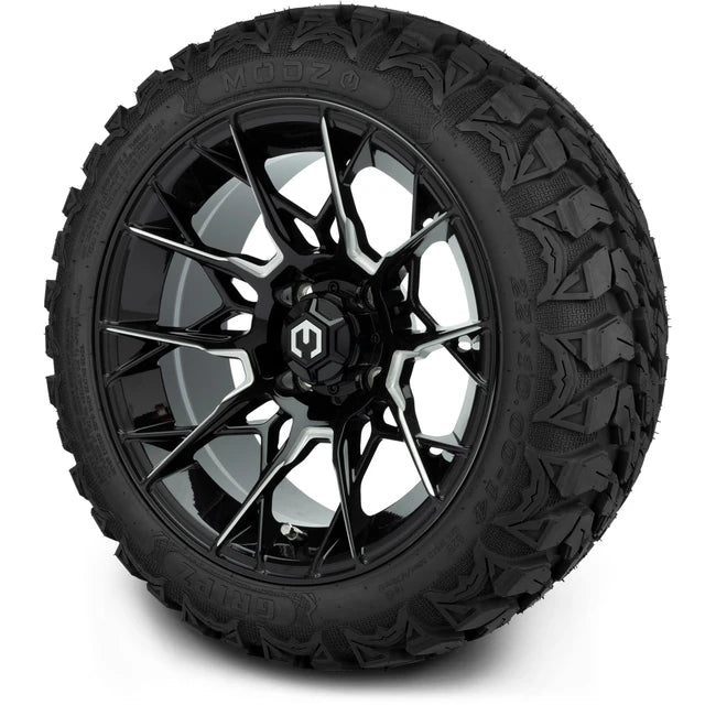 MODZ 14" Chaos Glossy Black with Ball Mill Wheels & Off-Road Tires Combo