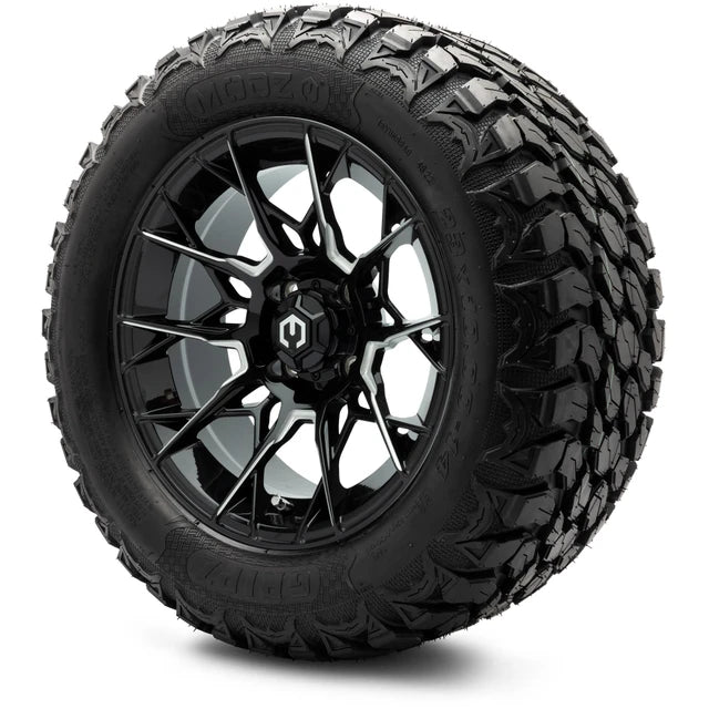 MODZ 14" Chaos Glossy Black with Ball Mill Wheels & Off-Road Tires Combo
