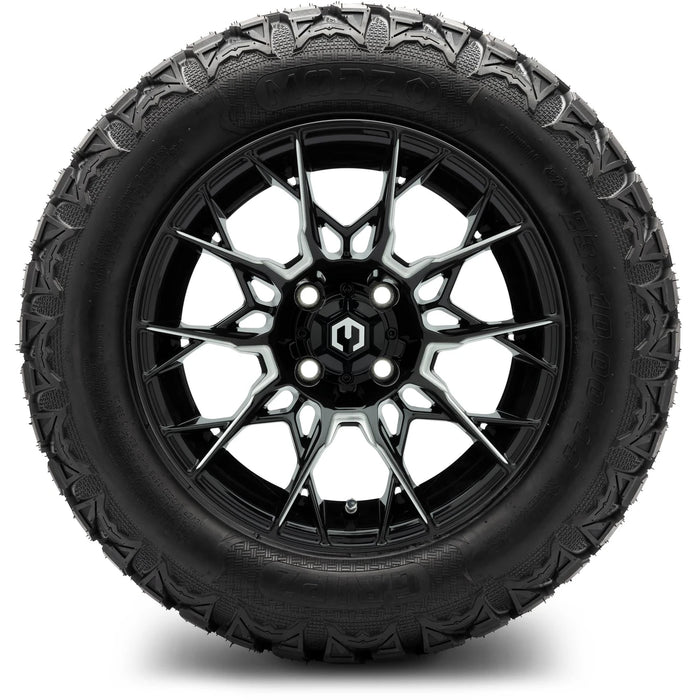 MODZ 14" Chaos Glossy Black with Ball Mill Wheels & Off-Road Tires Combo