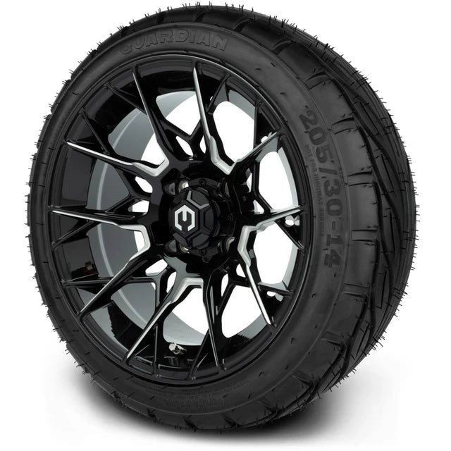 MODZ 14" Chaos Glossy Black with Ball Mill Wheels & Street Tires Combo