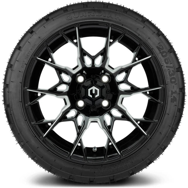 MODZ 14" Chaos Glossy Black with Ball Mill Wheels & Street Tires Combo