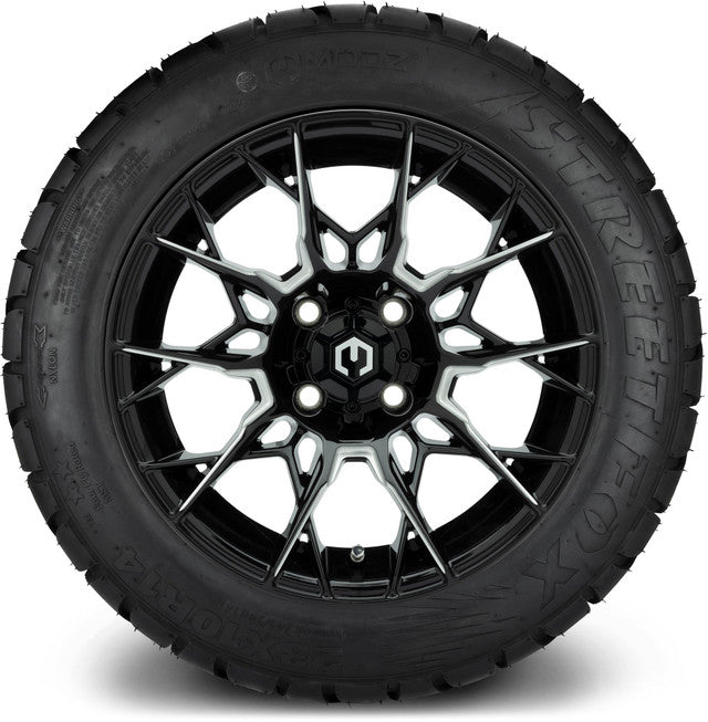 MODZ 14" Chaos Glossy Black with Ball Mill Wheels & Street Tires Combo