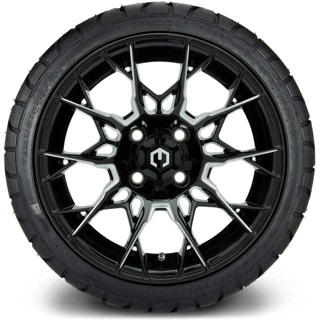 MODZ 14" Chaos Glossy Black with Ball Mill Wheels & Street Tires Combo