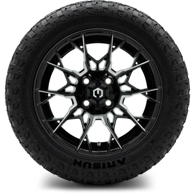 MODZ 14" Chaos Glossy Black with Ball Mill Wheels & Off-Road Tires Combo