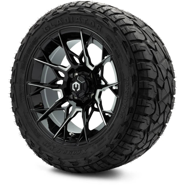 MODZ 14" Chaos Glossy Black with Ball Mill Wheels & Off-Road Tires Combo