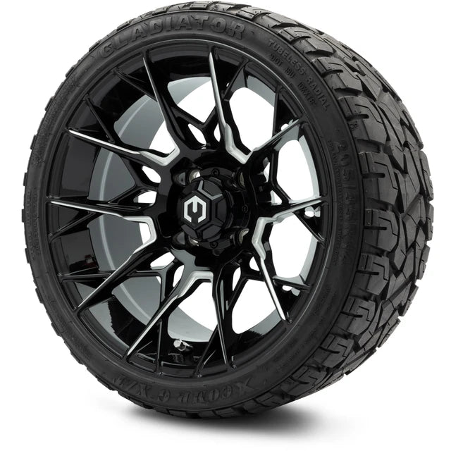 MODZ 14" Chaos Glossy Black with Ball Mill Wheels & Off-Road Tires Combo