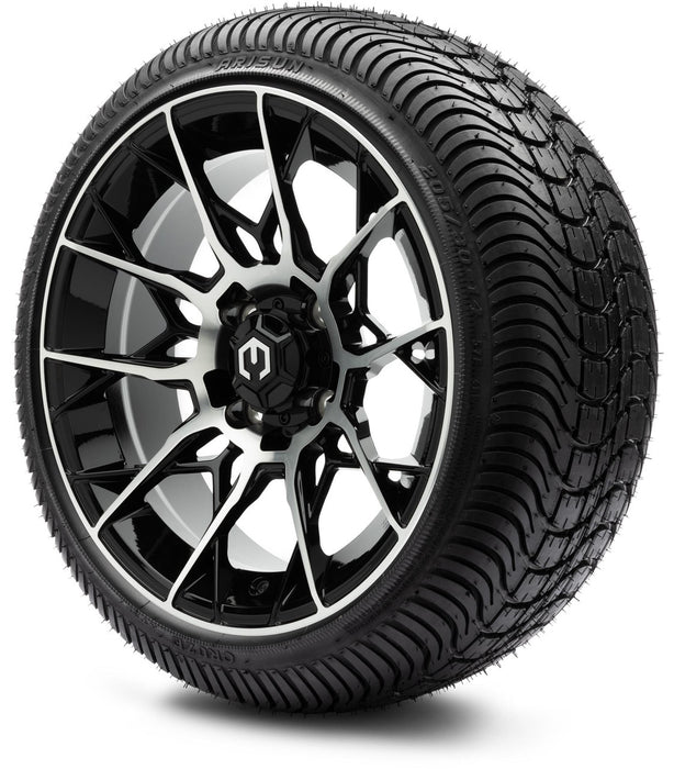 MODZ 14" Chaos Machined Black Wheels & Street Tires Combo
