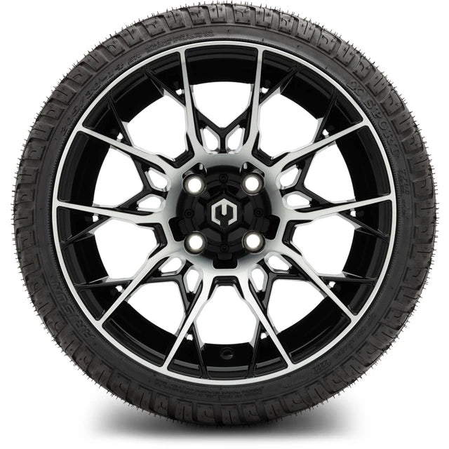 MODZ 14" Chaos Machined Black Wheels & Street Tires Combo