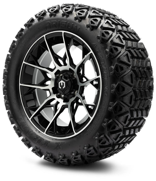MODZ 14" Chaos Machined Black Wheels & Off-Road Tires Combo