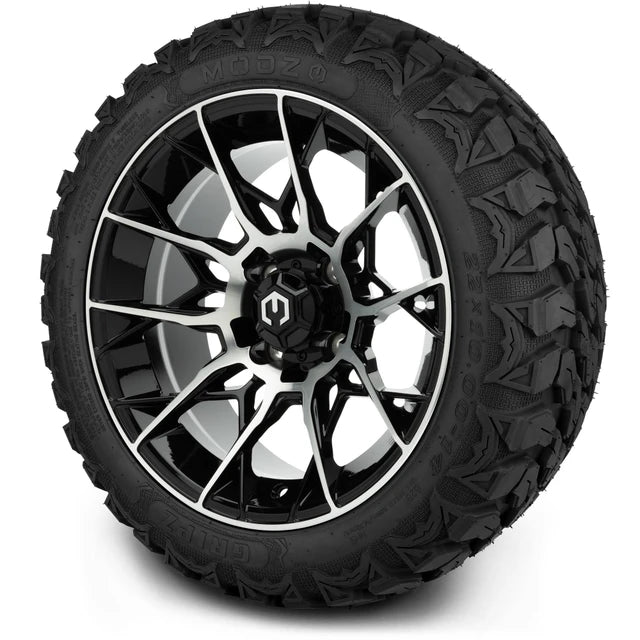 MODZ 14" Chaos Machined Black Wheels & Off-Road Tires Combo