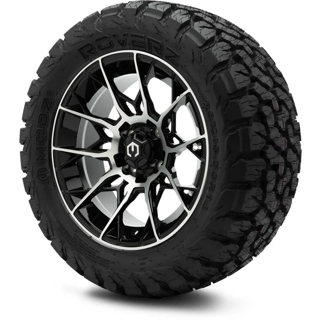 MODZ 14" Chaos Machined Black Wheels & Off-Road Tires Combo
