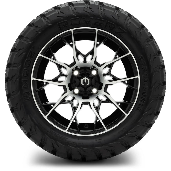 MODZ 14" Chaos Machined Black Wheels & Off-Road Tires Combo