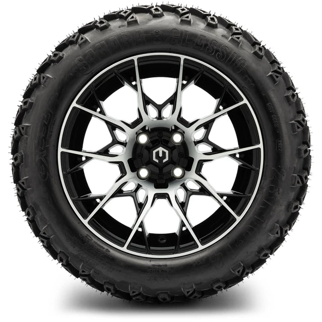 MODZ 14" Chaos Machined Black Wheels & Off-Road Tires Combo