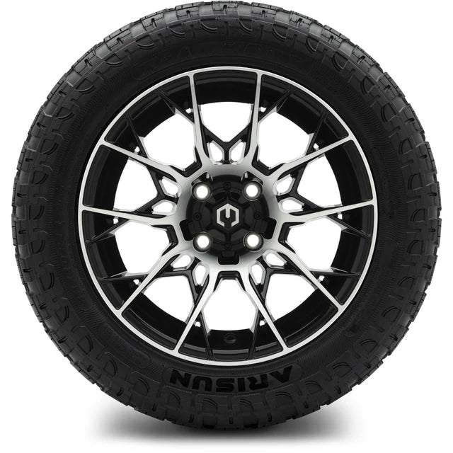 MODZ 14" Chaos Machined Black Wheels & Off-Road Tires Combo