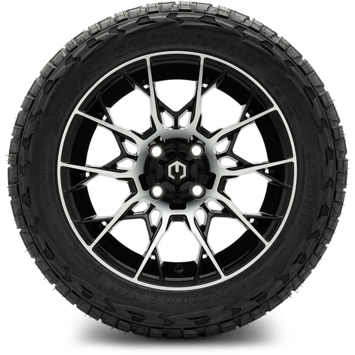 MODZ 14" Chaos Machined Black Wheels & Off-Road Tires Combo