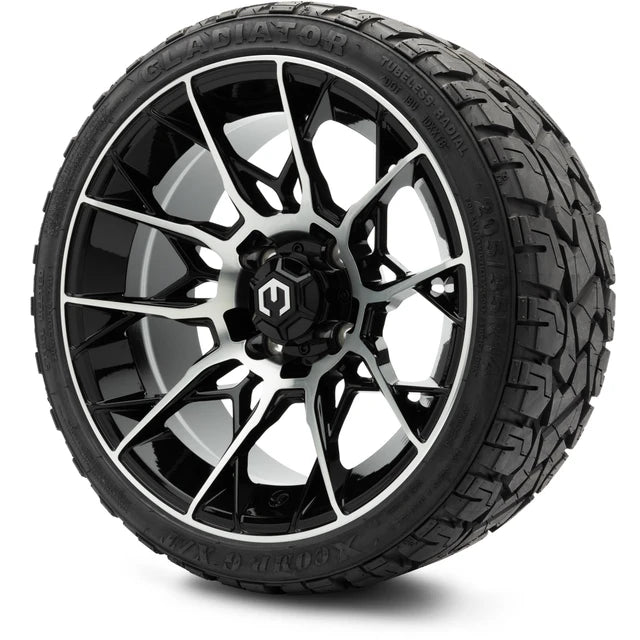 MODZ 14" Chaos Machined Black Wheels & Off-Road Tires Combo
