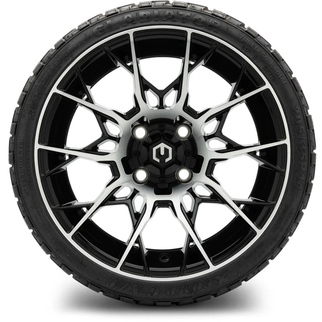 MODZ 14" Chaos Machined Black Wheels & Off-Road Tires Combo