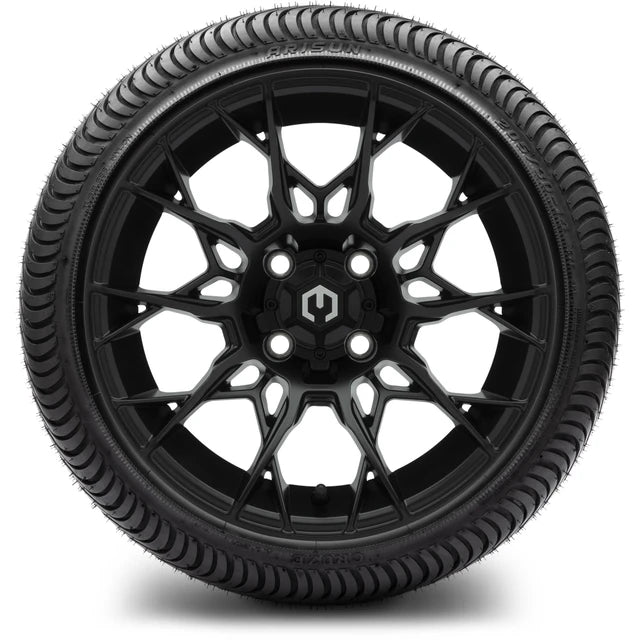 MODZ 14" Chaos Matte Black Wheels & Street Tires Combo