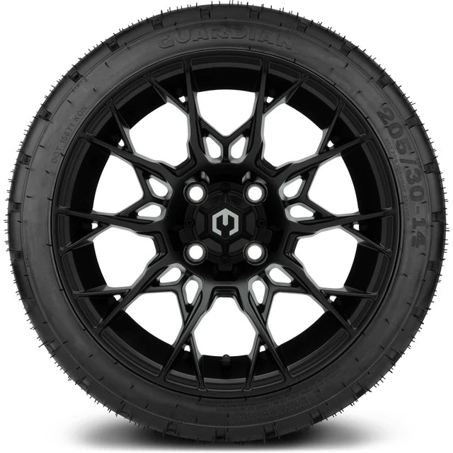 MODZ 14" Chaos Matte Black Wheels & Street Tires Combo