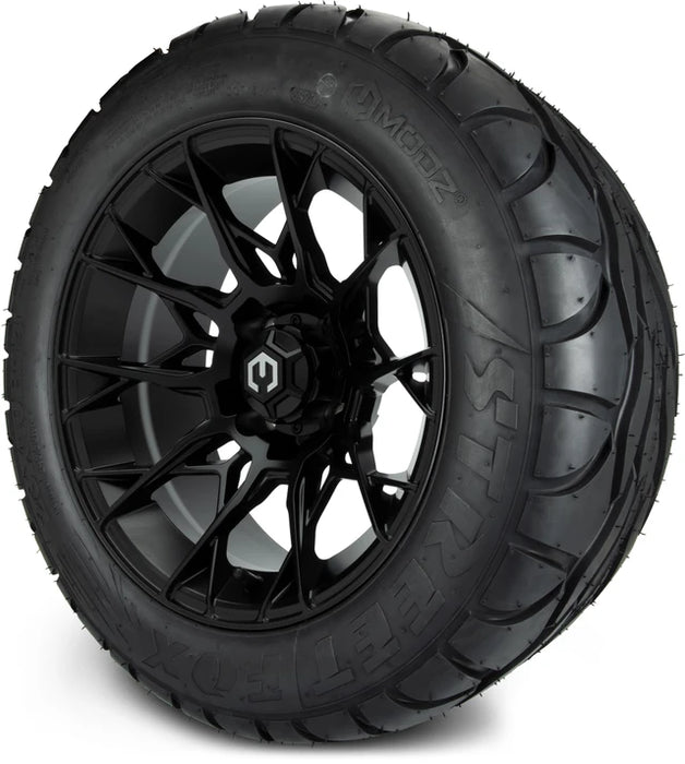 MODZ 14" Chaos Matte Black Wheels & Street Tires Combo