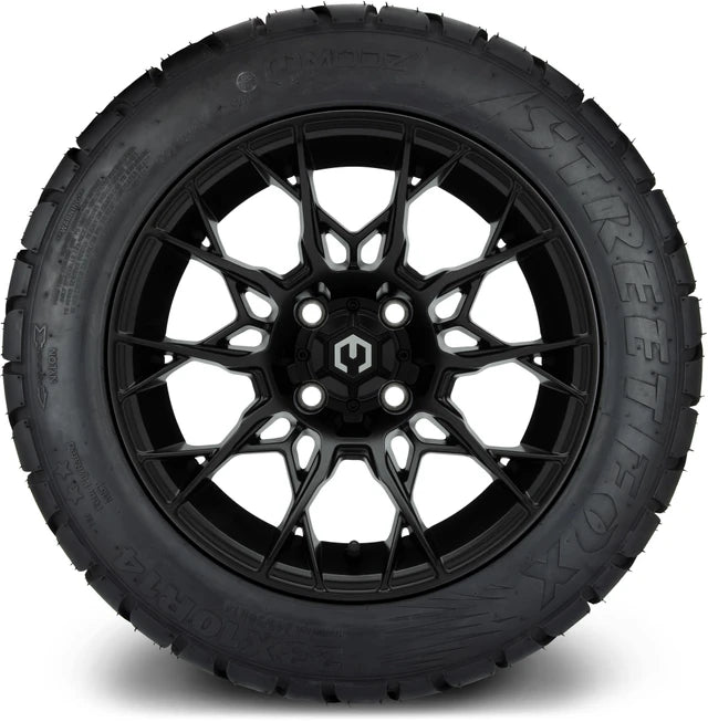 MODZ 14" Chaos Matte Black Wheels & Street Tires Combo