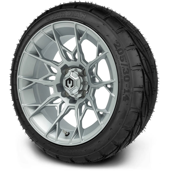 MODZ 14" Chaos Silver Wheels & Street Tires Combo