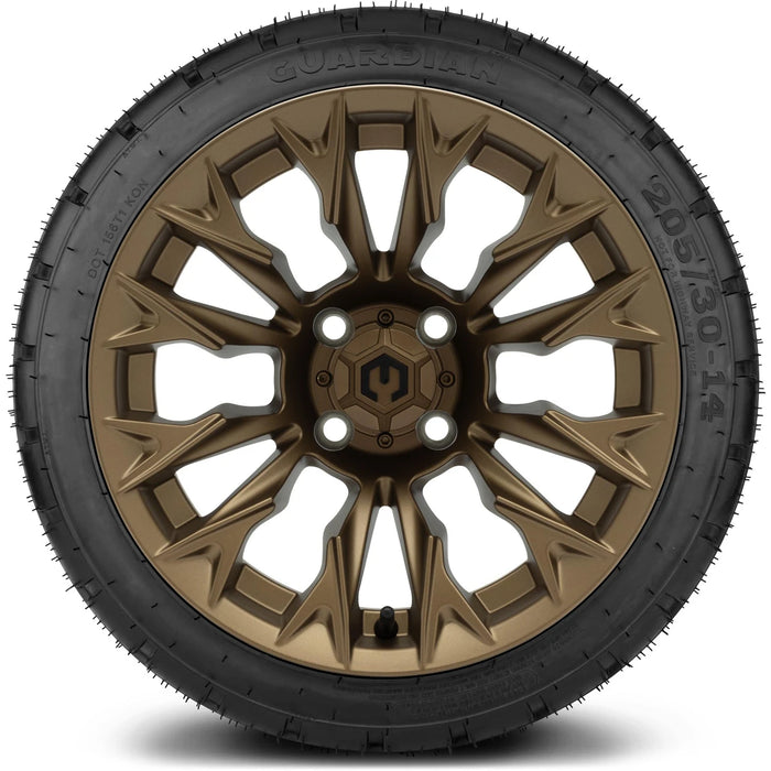 MODZ 14" Falcon Matte Bronze Wheels & Street Tires Combo