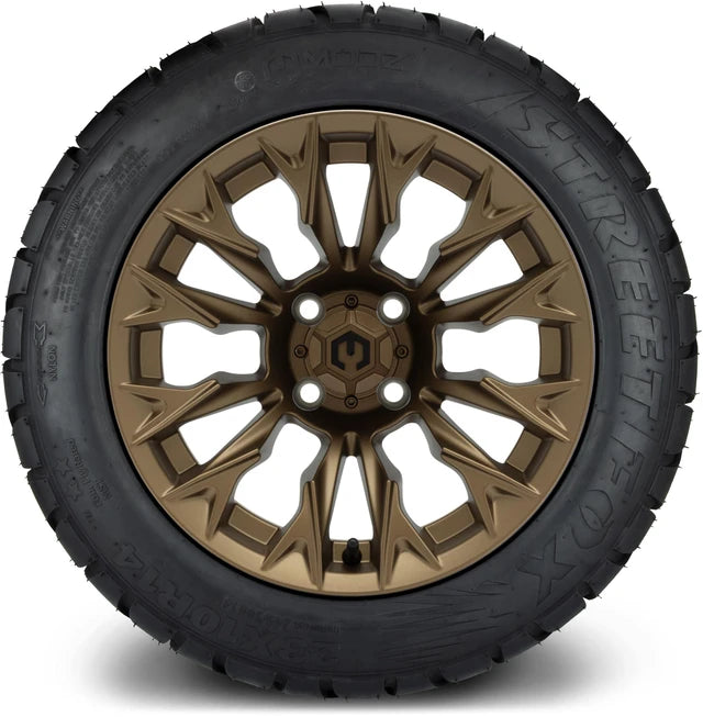 MODZ 14" Falcon Matte Bronze Wheels & Street Tires Combo