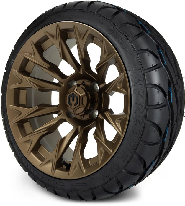 MODZ 14" Falcon Matte Bronze Wheels & Street Tires Combo