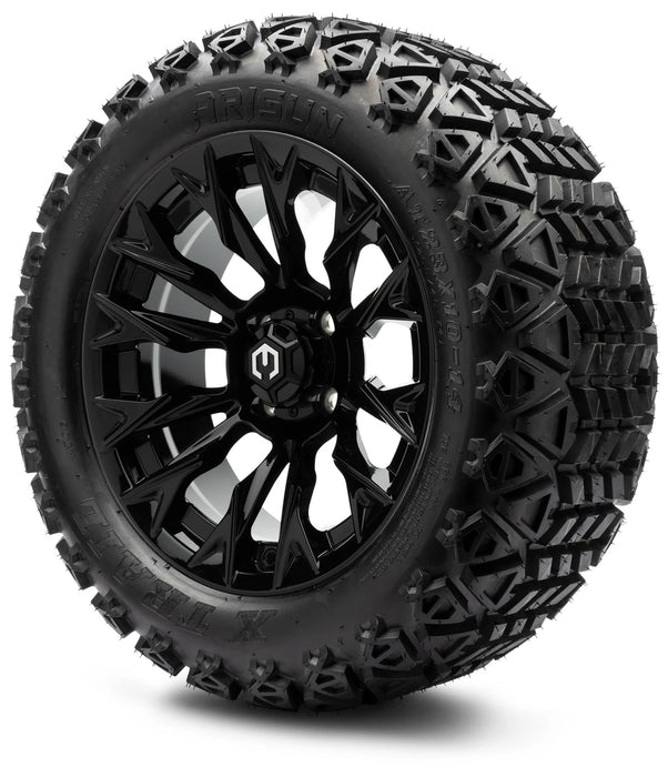 MODZ 14" Falcon Glossy Black Wheels & Off-Road Tires Combo