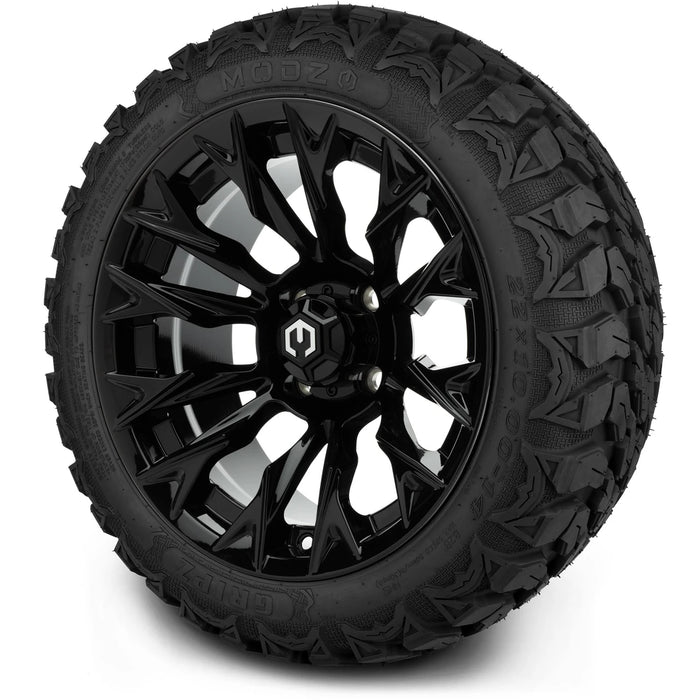 MODZ 14" Falcon Glossy Black Wheels & Off-Road Tires Combo