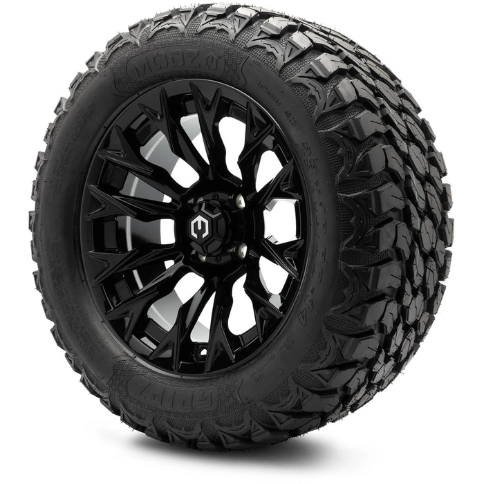 MODZ 14" Falcon Glossy Black Wheels & Off-Road Tires Combo