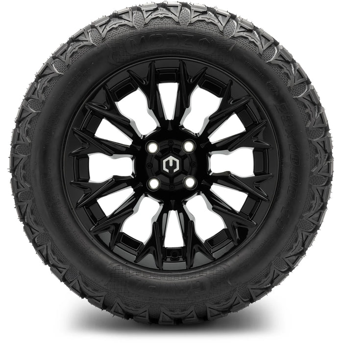 MODZ 14" Falcon Glossy Black Wheels & Off-Road Tires Combo