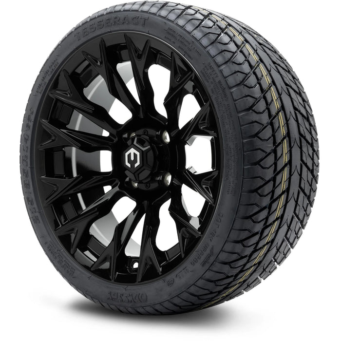 MODZ 14" Falcon Glossy Black Wheels & Street Tires Combo
