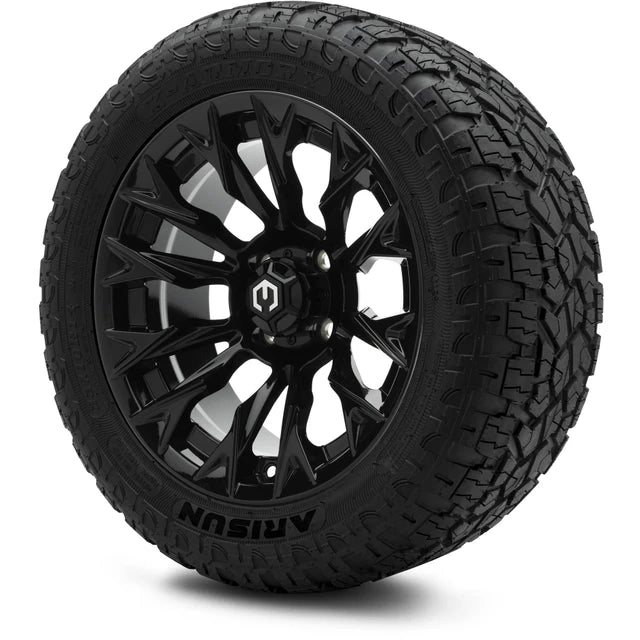 MODZ 14" Falcon Glossy Black Wheels & Off-Road Tires Combo