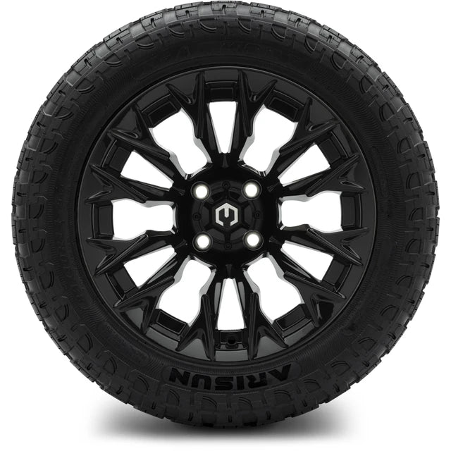 MODZ 14" Falcon Glossy Black Wheels & Off-Road Tires Combo