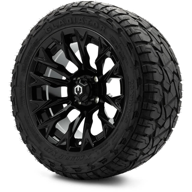 MODZ 14" Falcon Glossy Black Wheels & Off-Road Tires Combo