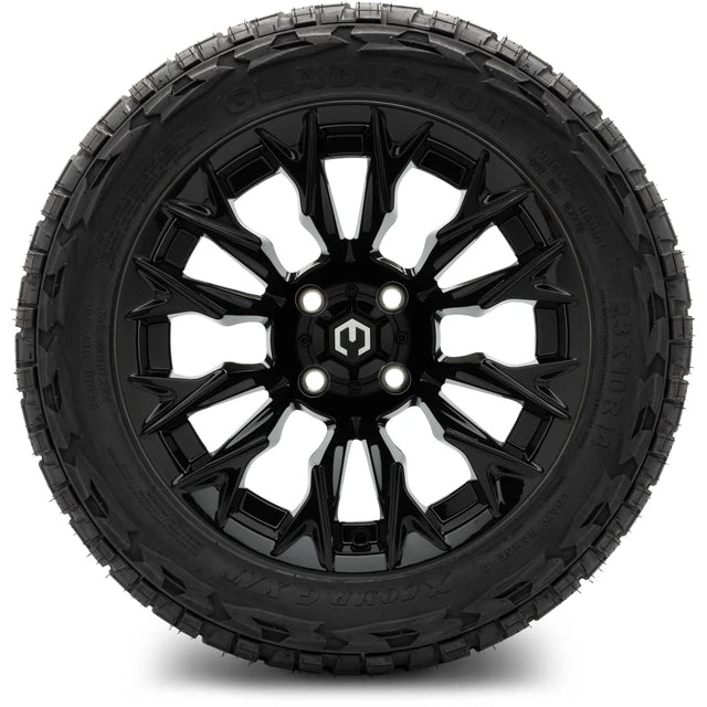 MODZ 14" Falcon Glossy Black Wheels & Off-Road Tires Combo