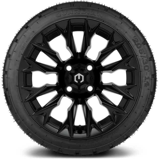 MODZ 14" Falcon Matte Black Wheels & Street Tires Combo