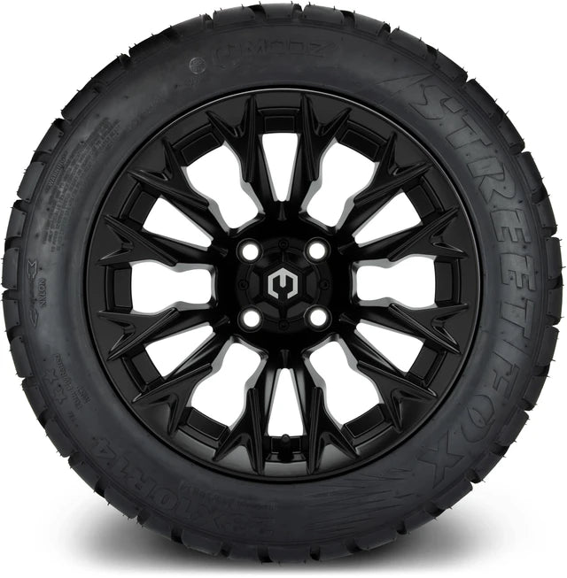MODZ 14" Falcon Matte Black Wheels & Street Tires Combo