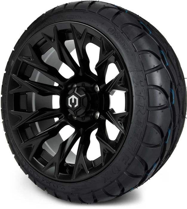MODZ 14" Falcon Matte Black Wheels & Street Tires Combo
