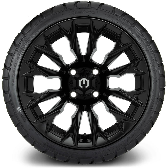 MODZ 14" Falcon Matte Black Wheels & Street Tires Combo